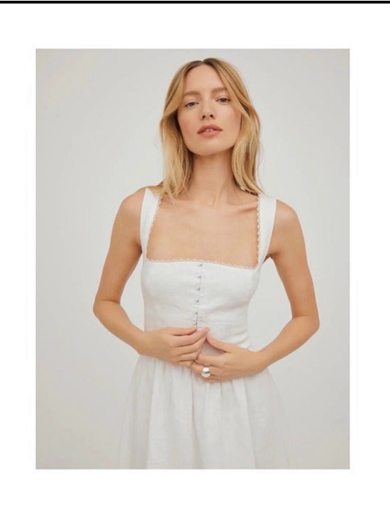 Reformation Dresses & Skirts - Reformation White Square-Neck Midi Dress with Button Front